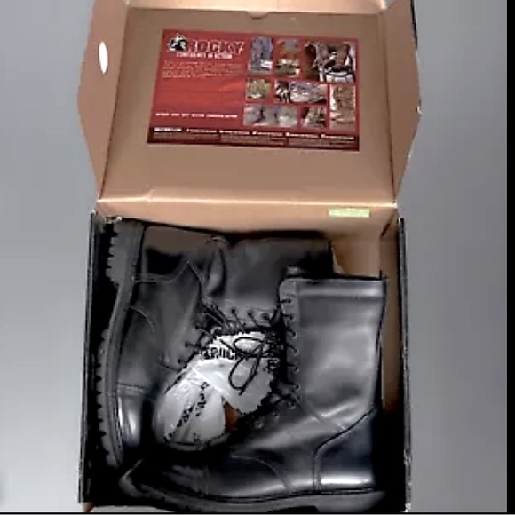 Rocky 2095 Paraboot Side Zip Lace Up Cap Toe Black Leather Work Boot Mens 10M - Picture 9 of 10